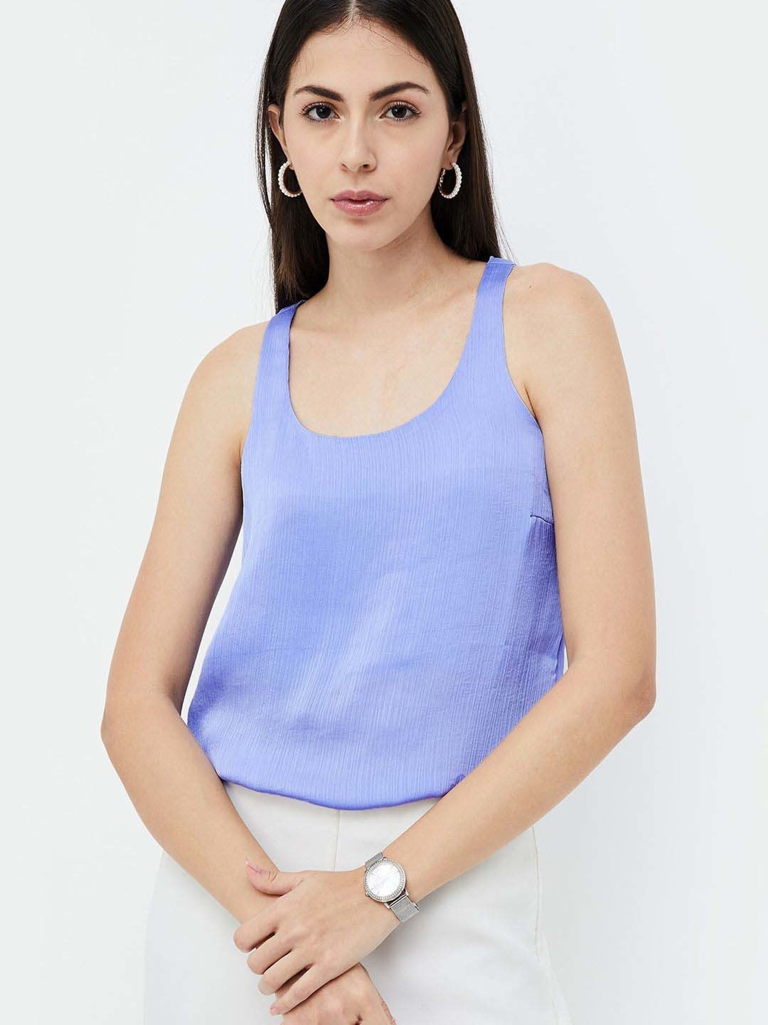 Code by Lifestyle Blue Plain Top