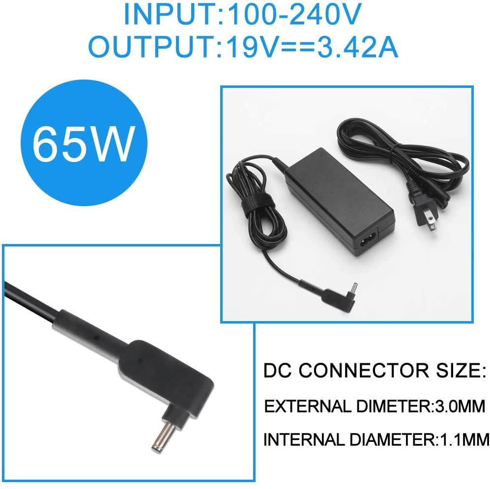 19V 3.42A 65W AC Laptop Charger Fit for Acer-Chromebook 15 R13 R11 CB3-532 CB3-111-C4HT CB3-131 C720 C720P C740 C720-2802 C720P-2600 Tablet AO1-431