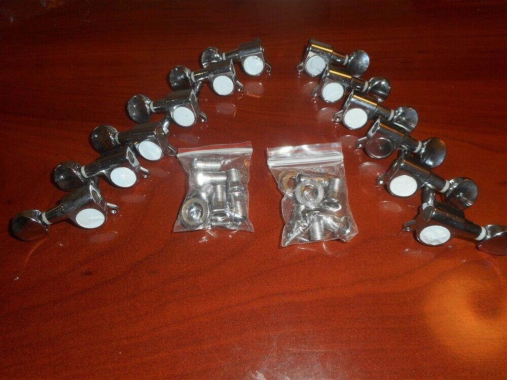 NEW - Stagg 6x6 Diecast 12-String Guitar Tuning Keys - CHROME, #SP-MH12WS-CH