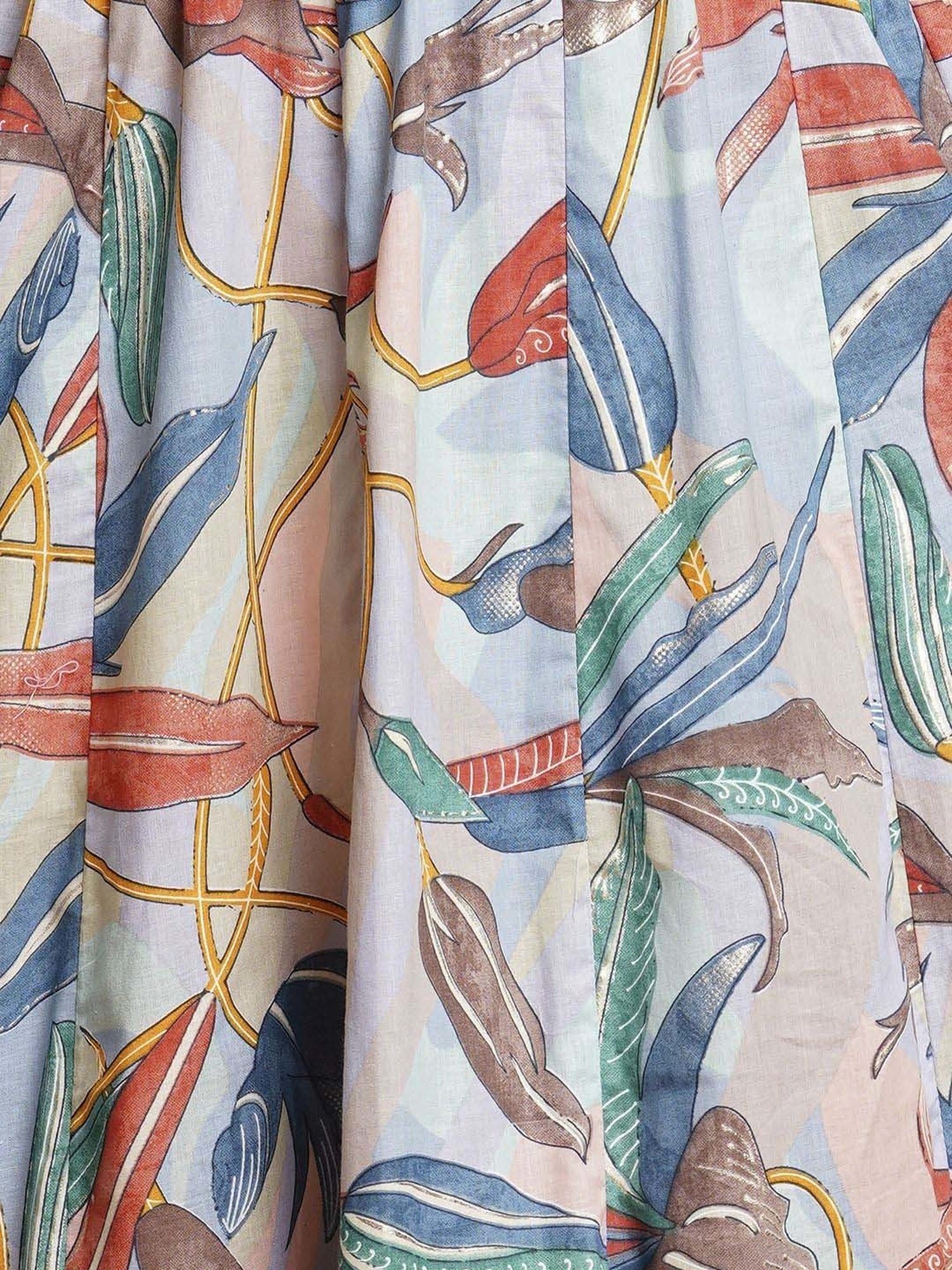 Fashor Blue Cotton Printed Maxi Dress