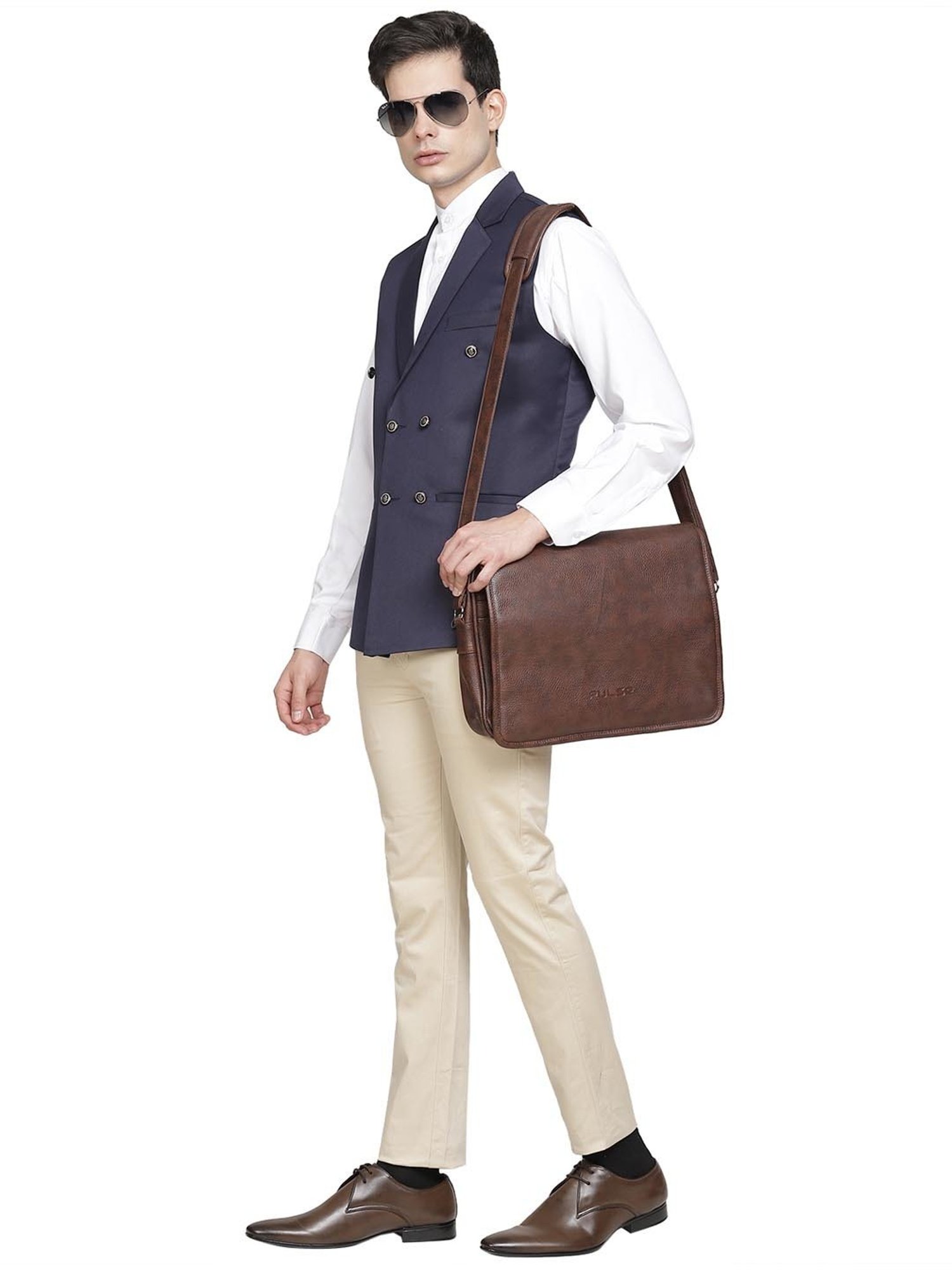 TAHVO Navy Cotton Slim Fit Waistcoat