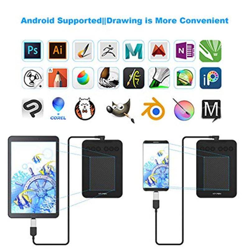 XP-PEN Deco Mini 4 Graphich Tablet Portable Digital Graphic Drawing Tablet with Battery-Free 8192 Stylus 6 Express Keys Supports Windows, Mac,Android (XP-PEN4)