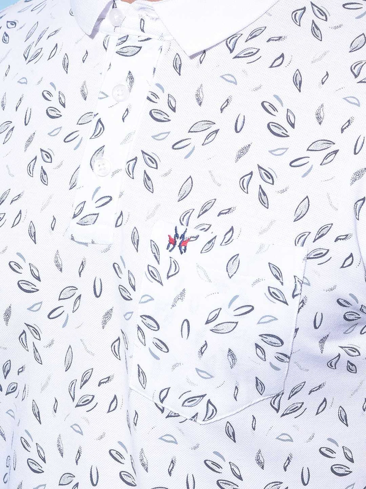 Crimsoune Club White  Slim Fit Printed Polo T-Shirt