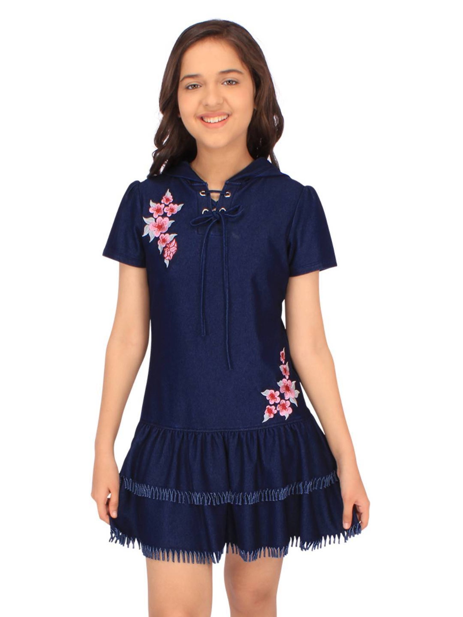 Cutecumber Kids Navy Embroidered Dress