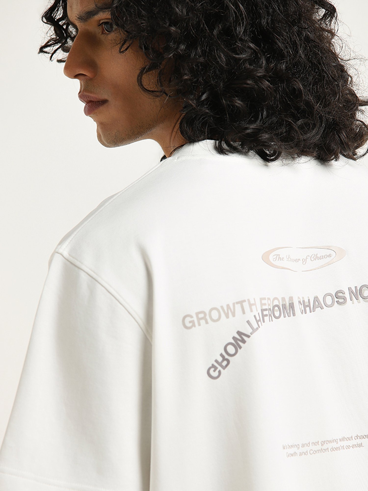 Studiofit by Westside Off-White Text Design Regular-Fit T-Shirt