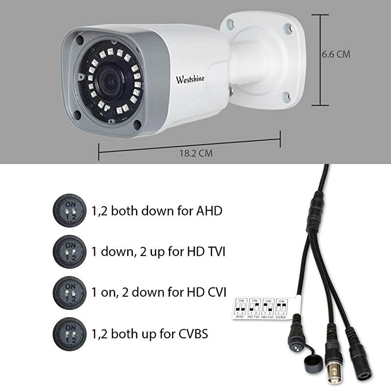 5MP AHD Bullet Camera 4MP TVICVI Security Camera IP66 Weatherproof OutdoorIndoor IR Nightvision Wide View AngleFit for 5MP AHD DVR 4MP TVICVI DVR and 960H DVR