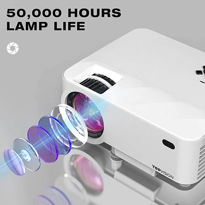 Mini Projector  Projector with Synchronize Smart Phone Screen Upgrade to 3600L 1080P Supported 176quot Display 50000 Hours Led Compatible with Fire StickHDMIVGAUSBTVBoxLaptopDVD