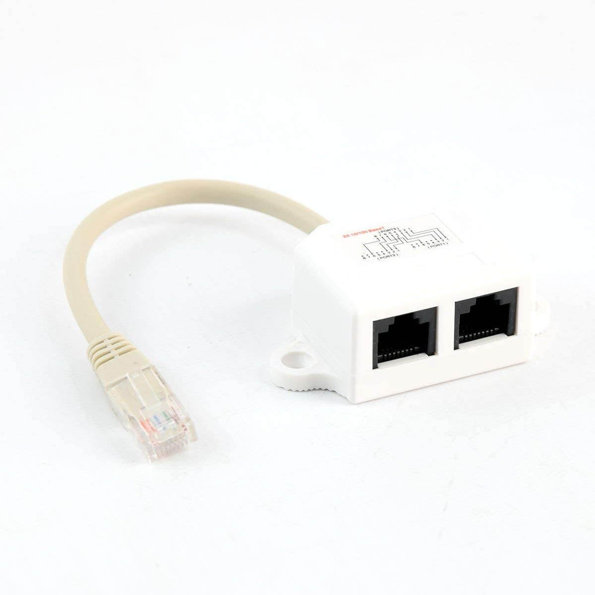 FireFold Cat5E Splitter - 10/100 Type 8 Base-T Pigtail RJ45 Splitter - 2 Adapters are Required to Split a Single line