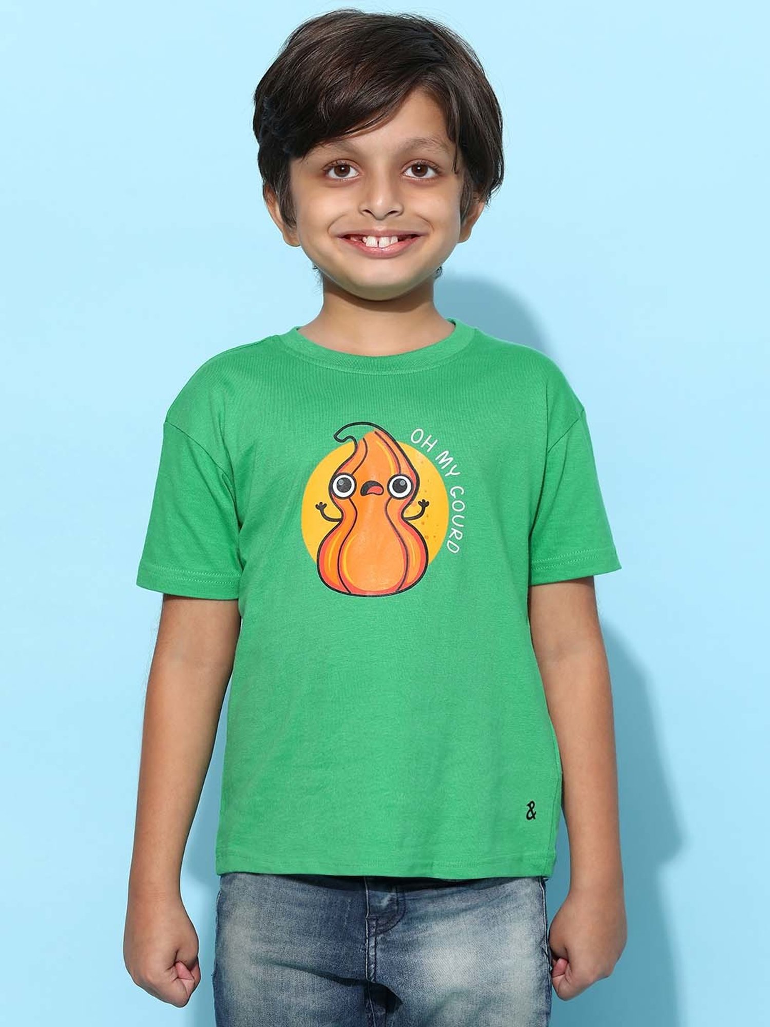 Tales & Stories Kids Green Cotton Printed T-Shirt