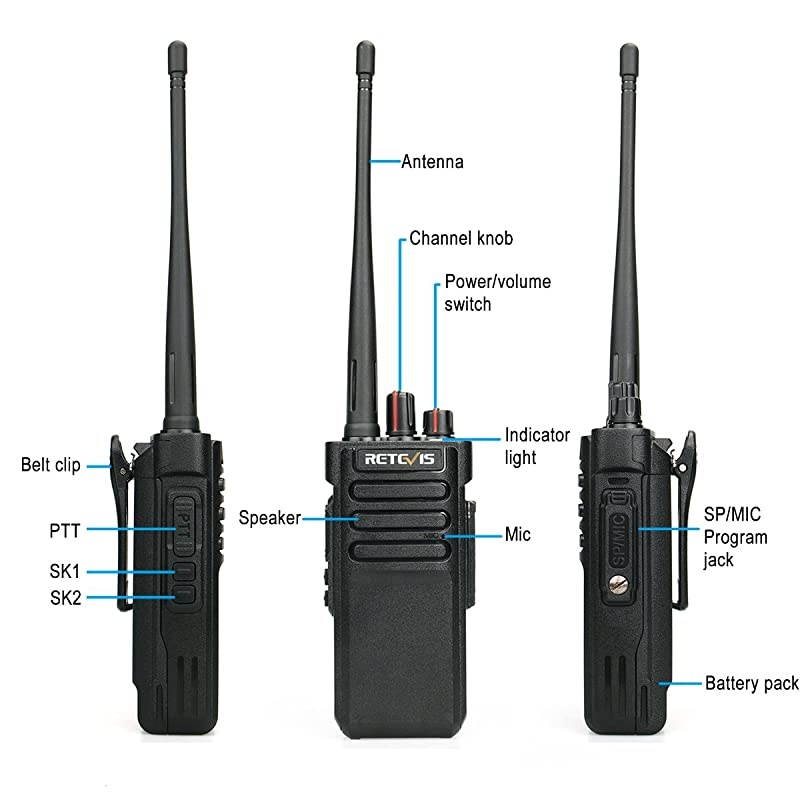 Case of 4 RT29 High Power 2 Way RadiosHeavy Duty Walkie Talkies for Adults Long RangeAnti Fall Two Way Radios with 3200mAh Battery Waterproof Speak Mic