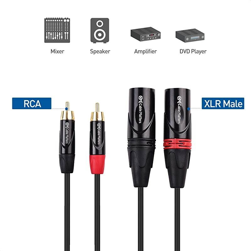 Dual RCA to XLR Unbalanced Interconnect 2 RCA to XLR Male 10 Feet