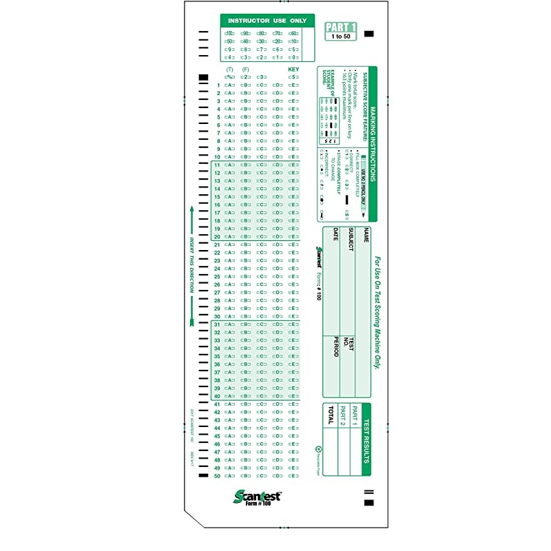 100 882 E Compatible Testing Forms 50 Sheet Pack