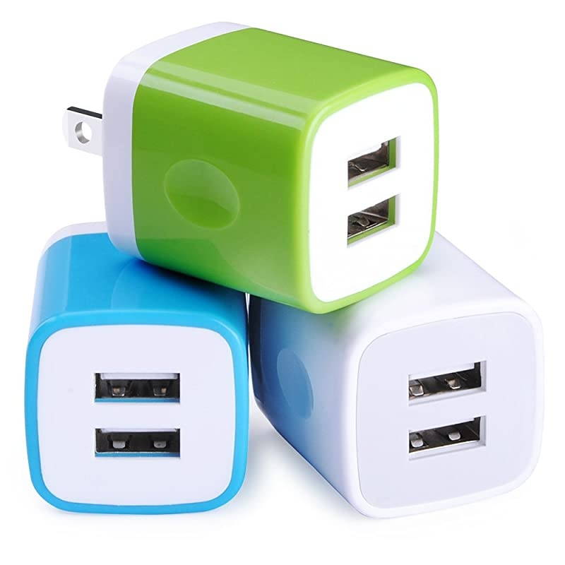 Wall Charger,  3-Pack Dual Port USB Home Travel Wall Charger Plug Compatible with iPhone X,8,7 Plus,6 Plus, Tablet, Samsung Galaxy S10,S10+,S9,S8, S7, S6 Edge, HTC, LG, Sony, and More