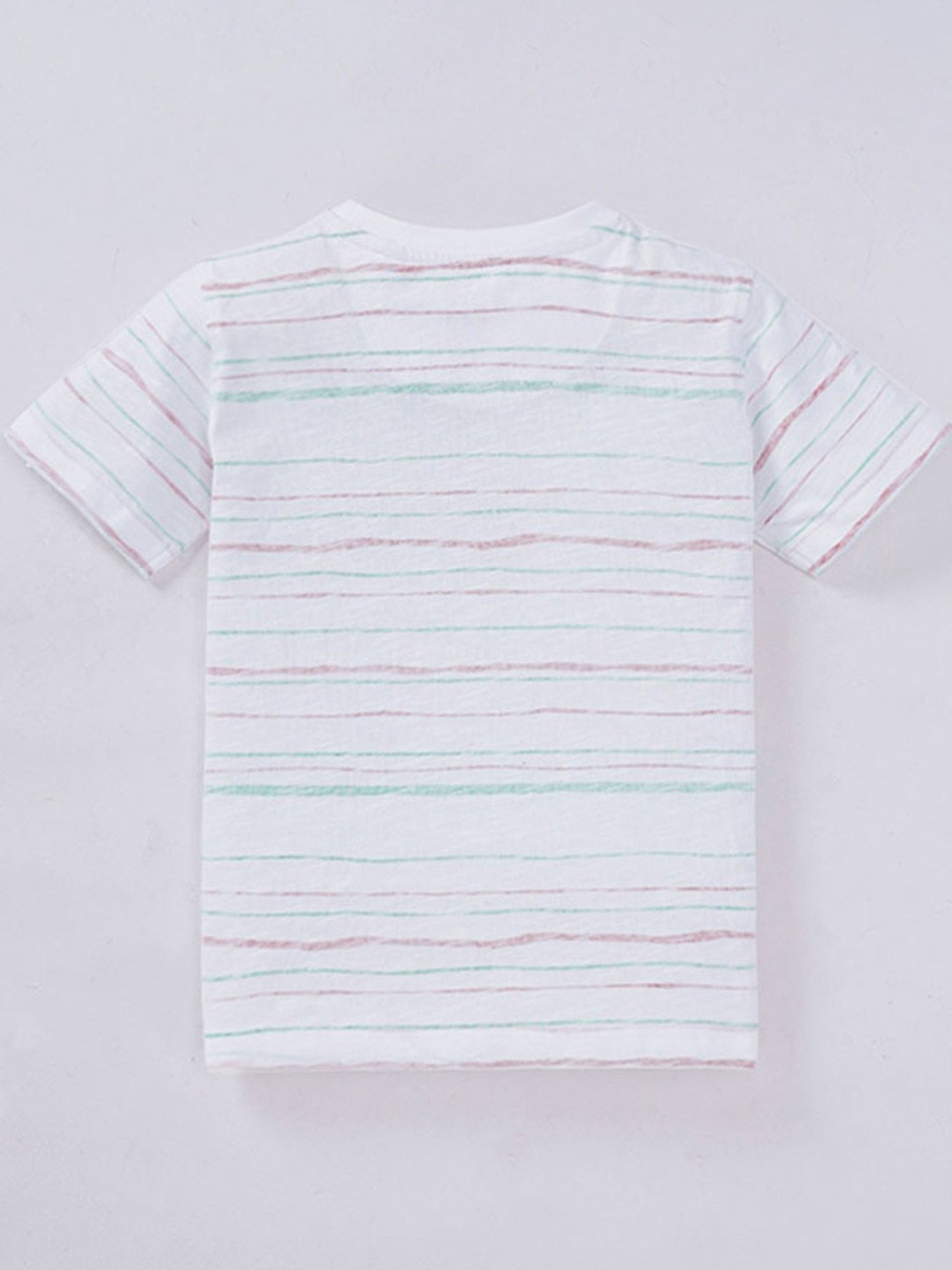 Ed-a-Mamma Kids White Cotton Striped T-Shirt