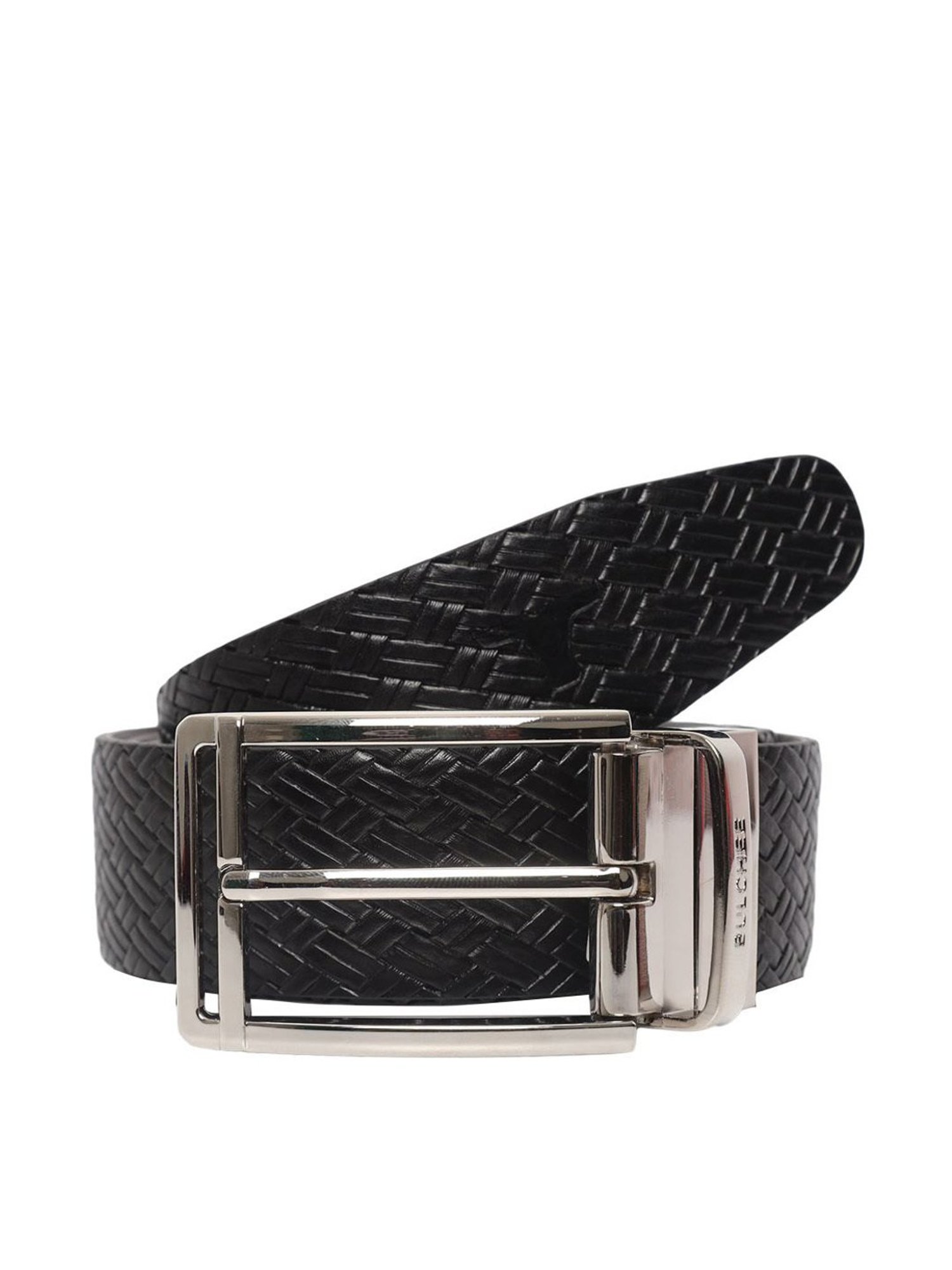 Bulchee Black & Maroon Leather Textured Reversible Belt