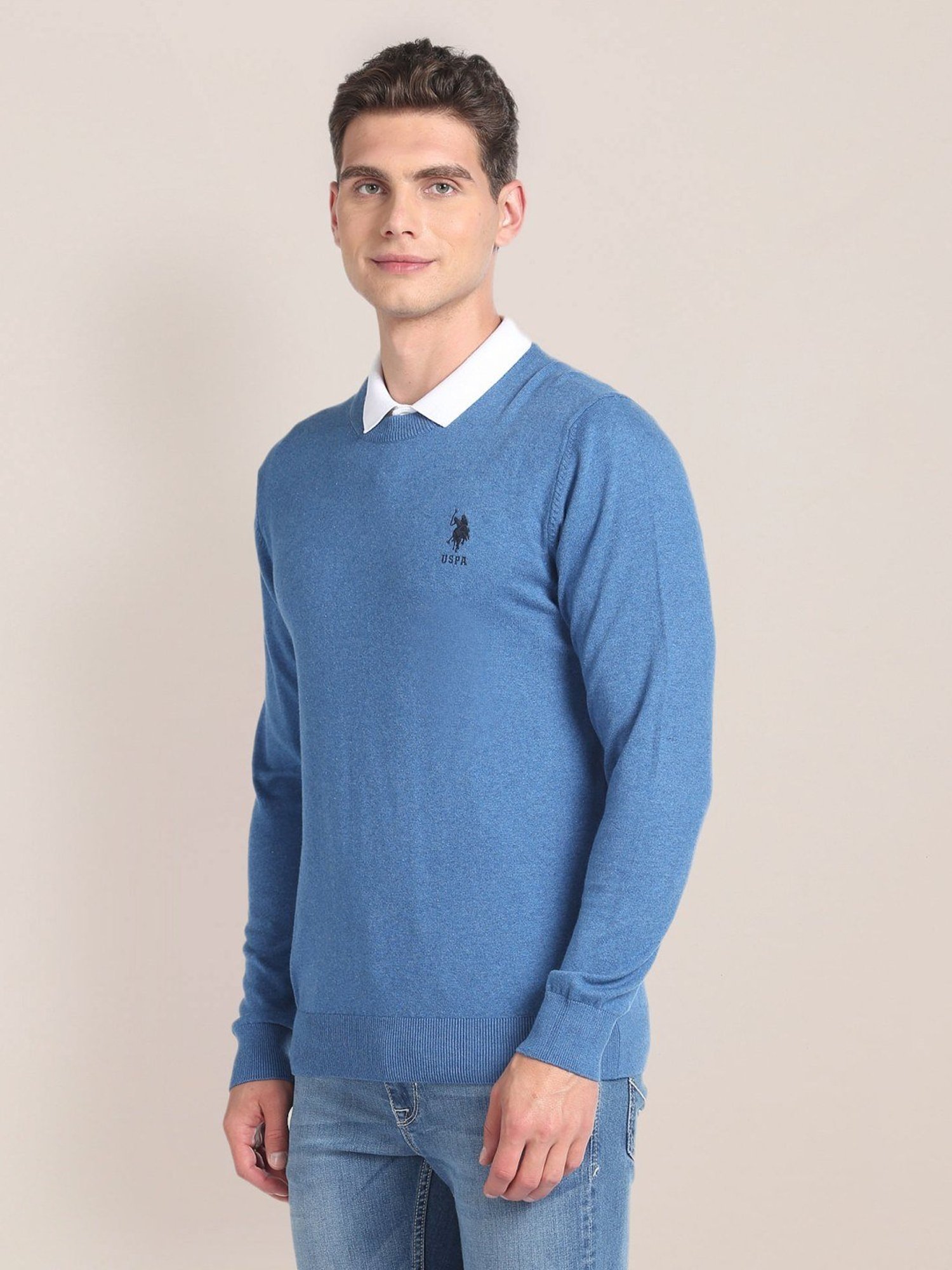 U.S. Polo Assn. Blue Regular Fit Sweater
