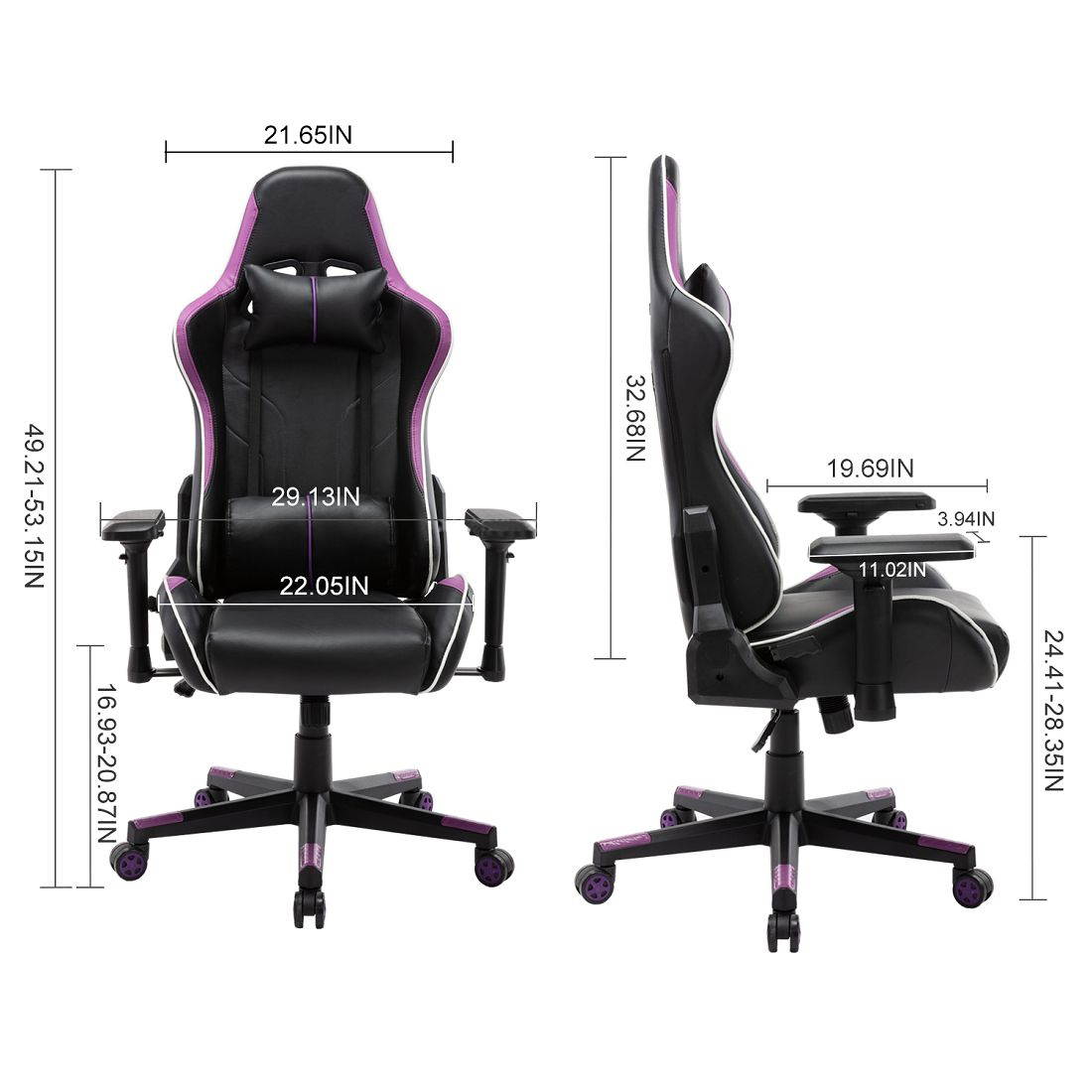 New High Back Swivel Chair Racing Gaming Chair Office Chair With Armrests & Pillows & Casters