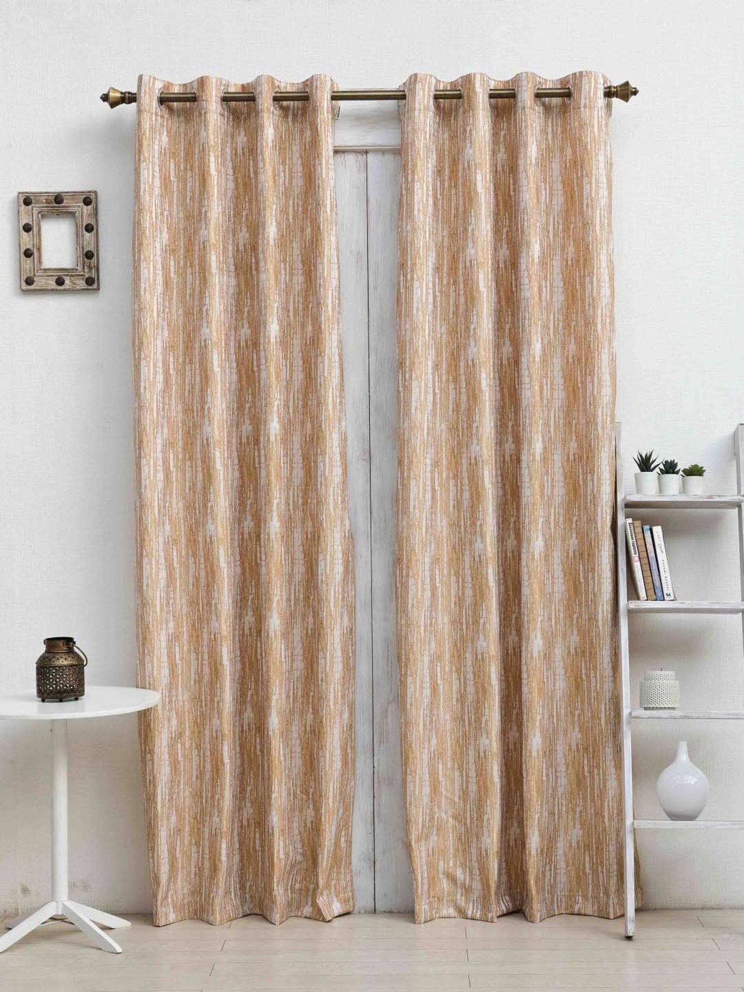 Ariana Meander Gold Polyester 5ft Window Eyelet Curtain