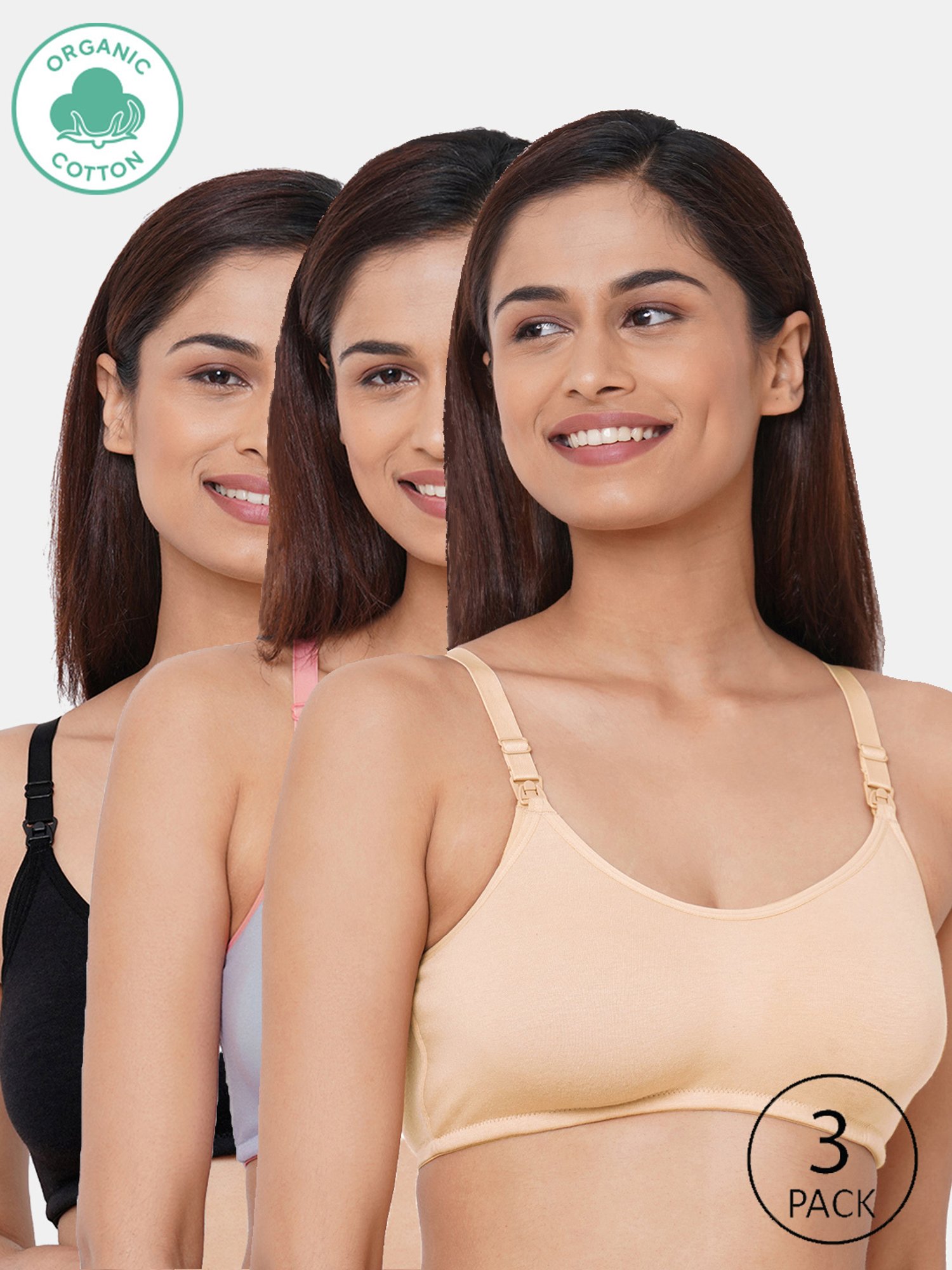 Inner Sense Multicolor Full Coverage Maternity Bra - Pack of 3