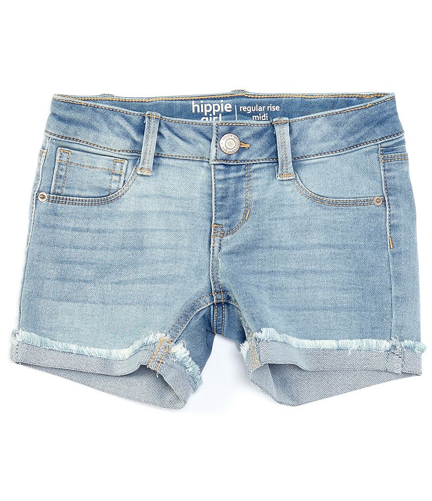 Hippie Girl Little Girls 4-6X Roll-Cuff Midi Denim Shorts