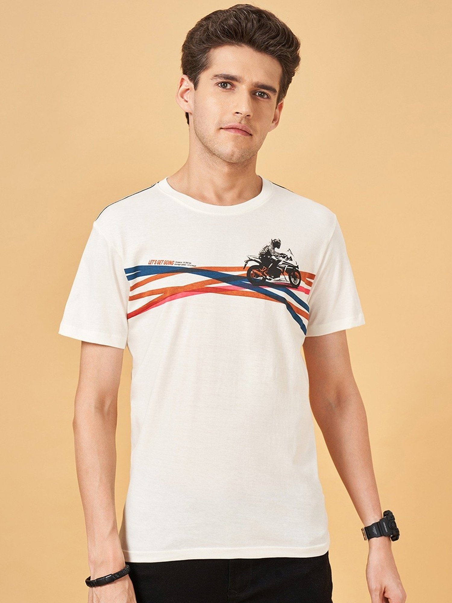 Sf Jeans By Pantaloons Off White Slim Fit T-Shirt