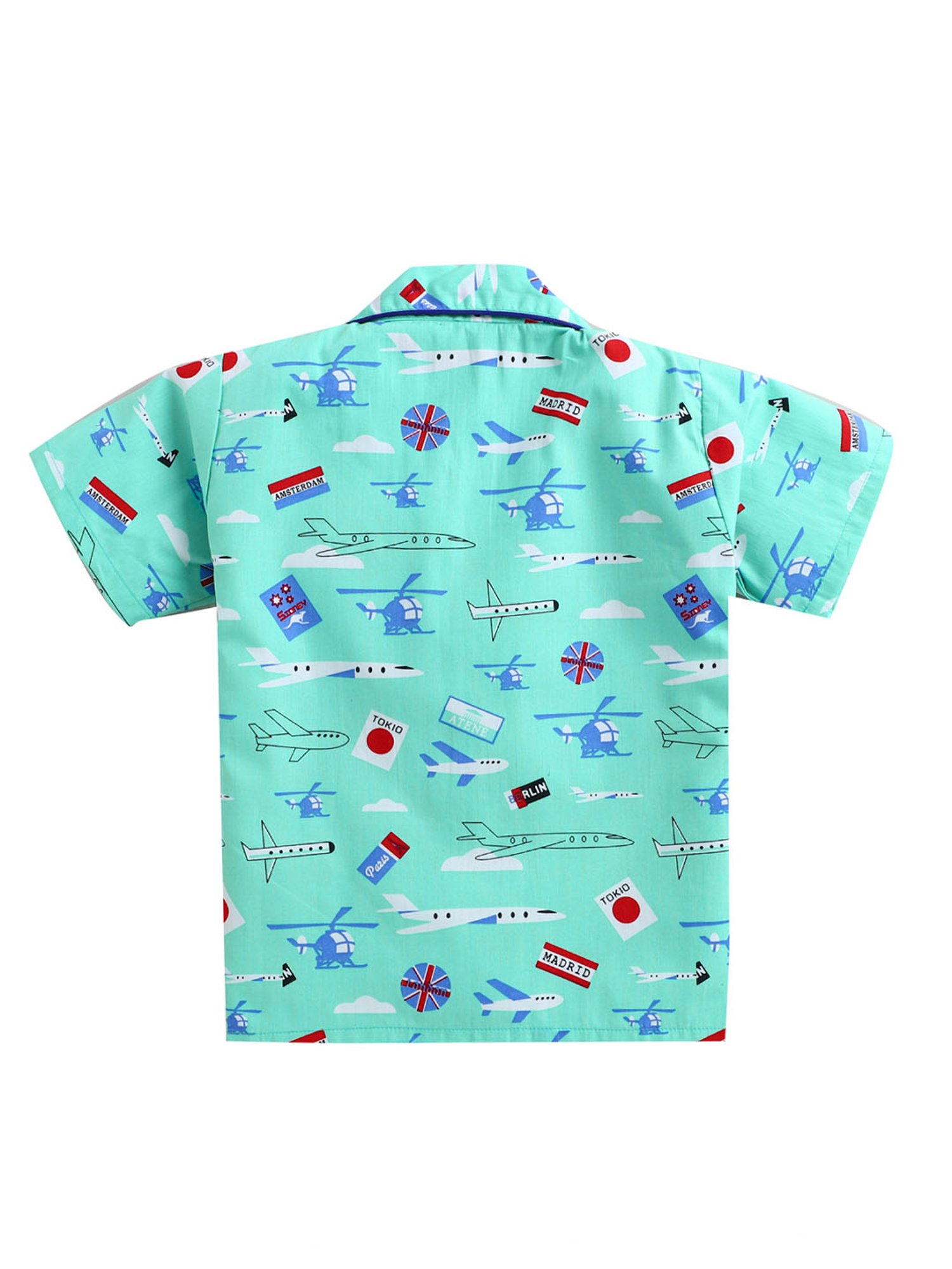 The Magic Wand Boys Green Printed Shirt with Shorts