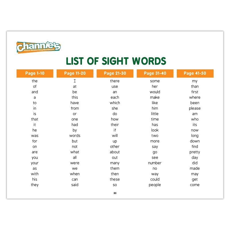 Channie's Easy PeasySight Word Workbook