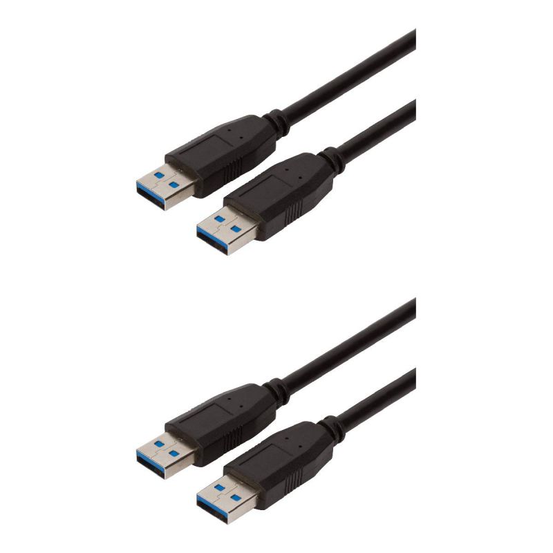 Buyer's Point SuperSpeed USB 3.0 (USB to USB Cable Male to Male) Type A/Type A Cable Cord for Data Transfer Hard Drive Enclosures, Printers, Modems, Cameras, Flash Drives, Thumb (6ft) Pack of 2 Black