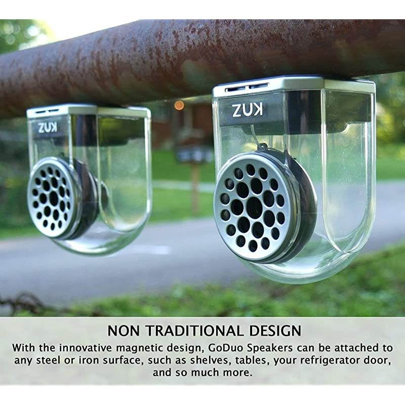 GoDuo Portable Bluetooth Speakers with Magnetic Connectable Base LR True Stereo Sound and Bass Water and Shock Resistant 18 hr playtime Builtin Mic Protective Carrying Case Included Red