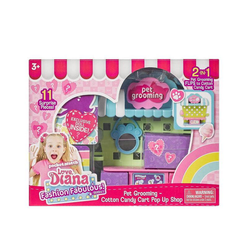 Love, Diana 2 in 1 Pop Up Pet Grooming Station and Cotton Candy Cart Playset