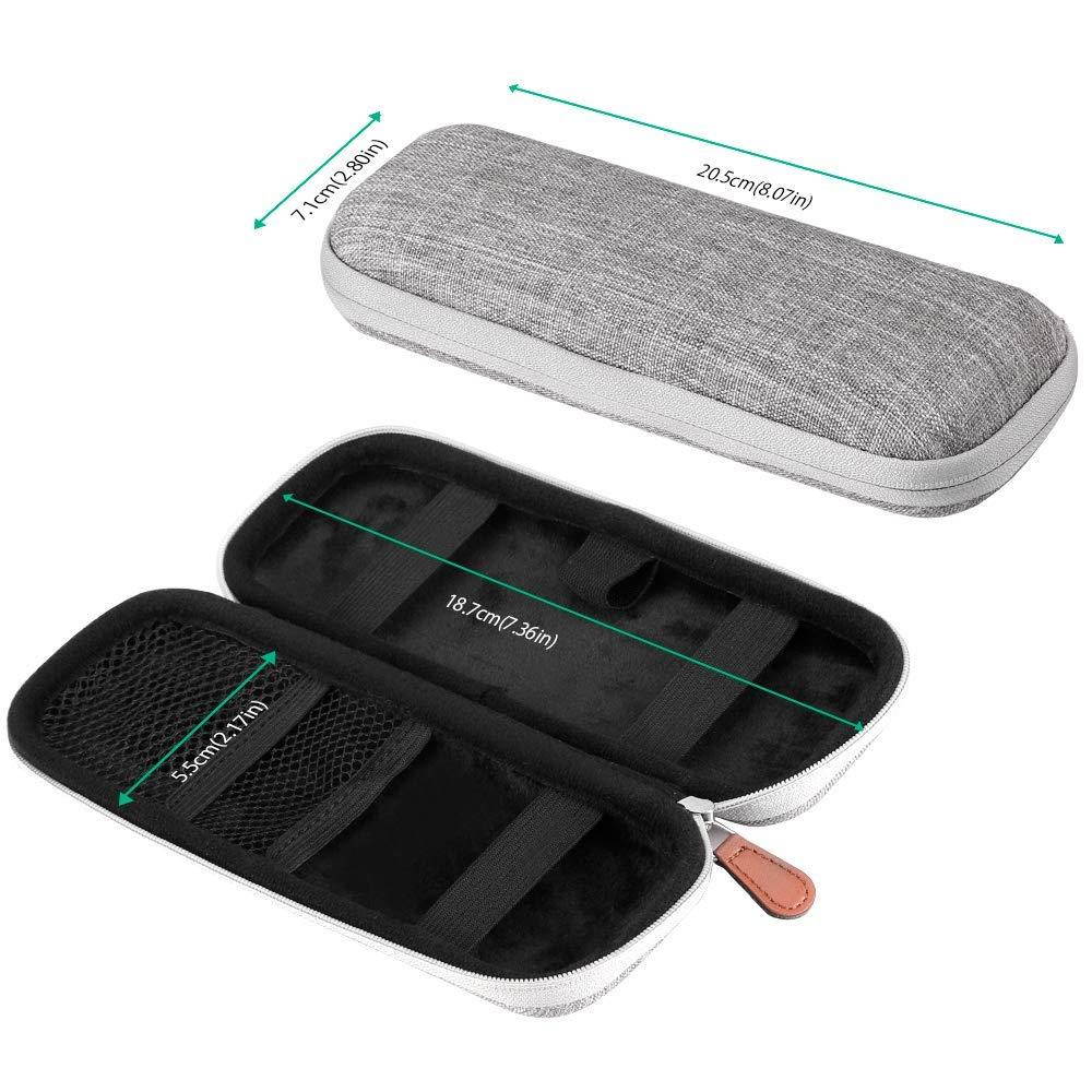 AGPTEK Apple Pencil Case Holder, Premium Leather Carrying Case for Stylus iPad Pro Pen/Pencil, Samsung, Huawei, Apple Pen Accessories, USB Cable, Earphone, Fountain Pen, Gray