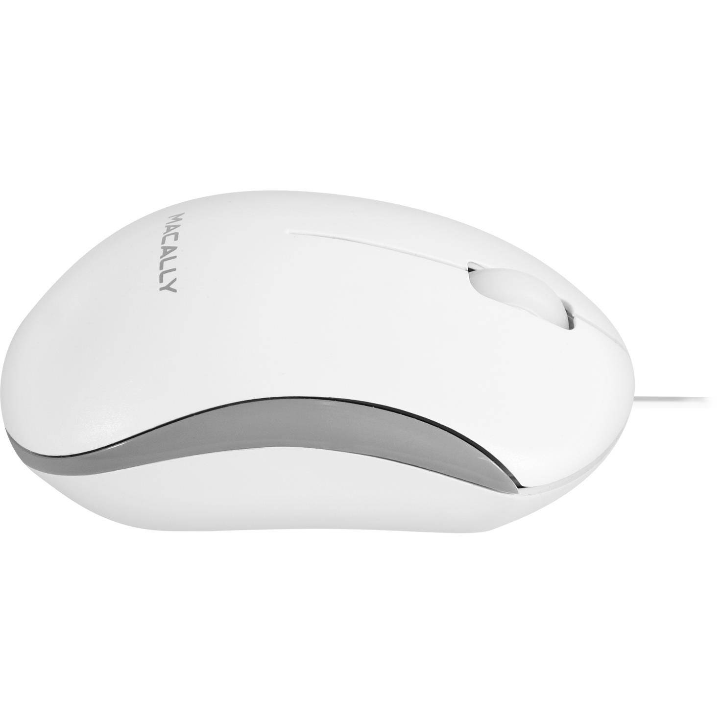Macally QMOUSE USB Wired 3 Button 1200dpi Optical Mouse - White