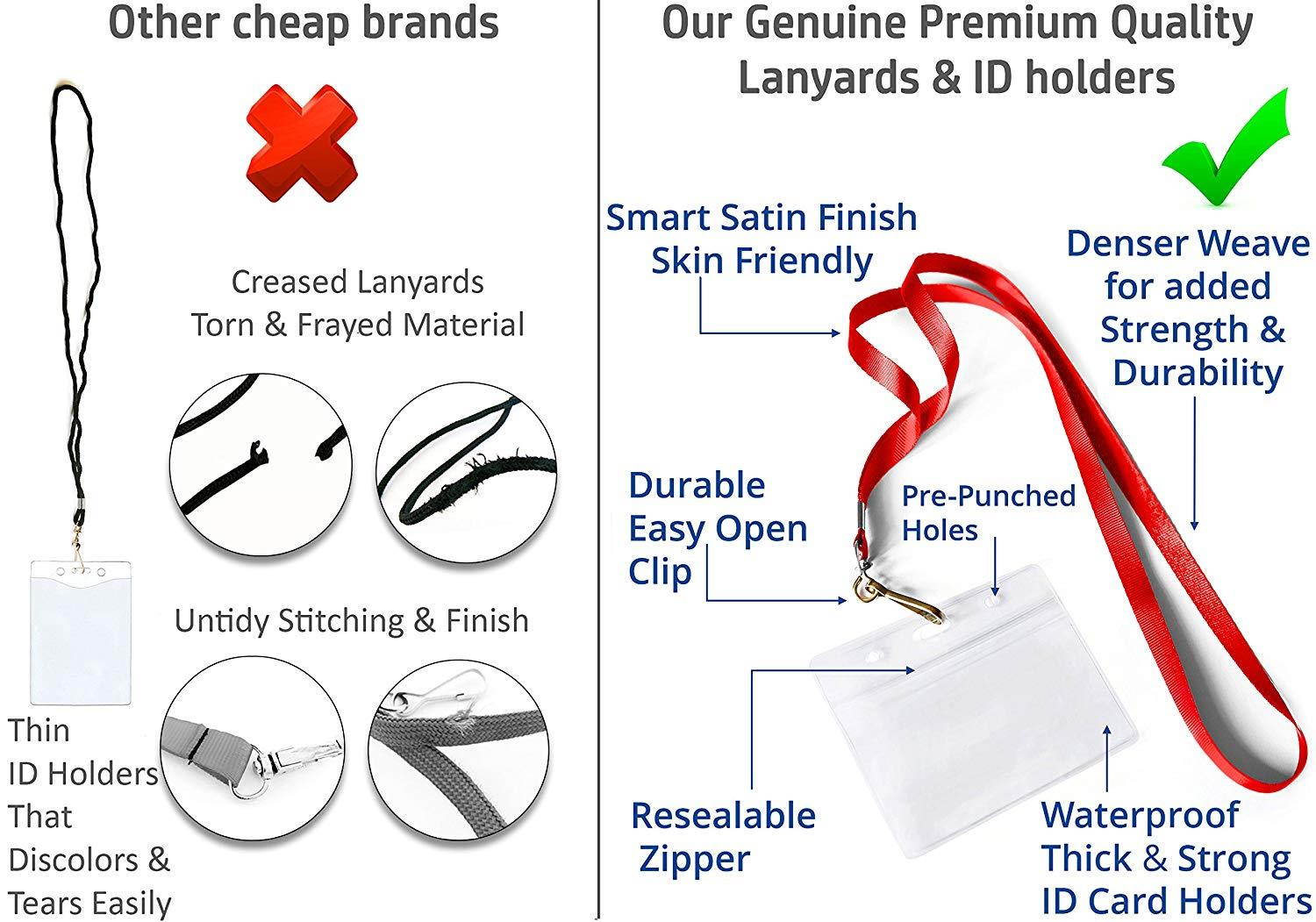 Durably Woven Lanyards & 3 x 4 Horizontal ID Badge Holders ~Premium Quality, Waterproof & Dustproof ~ for Moms, Teachers, Tours, Events, Businesses, Cruises & More (25 Pack, Red) by Stationery King