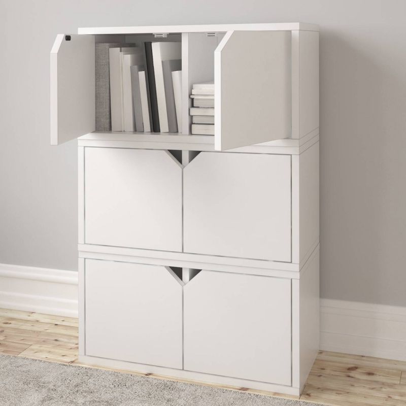 Way Basics Eco Stackable Connect Rectangle Bookshelf with Door White