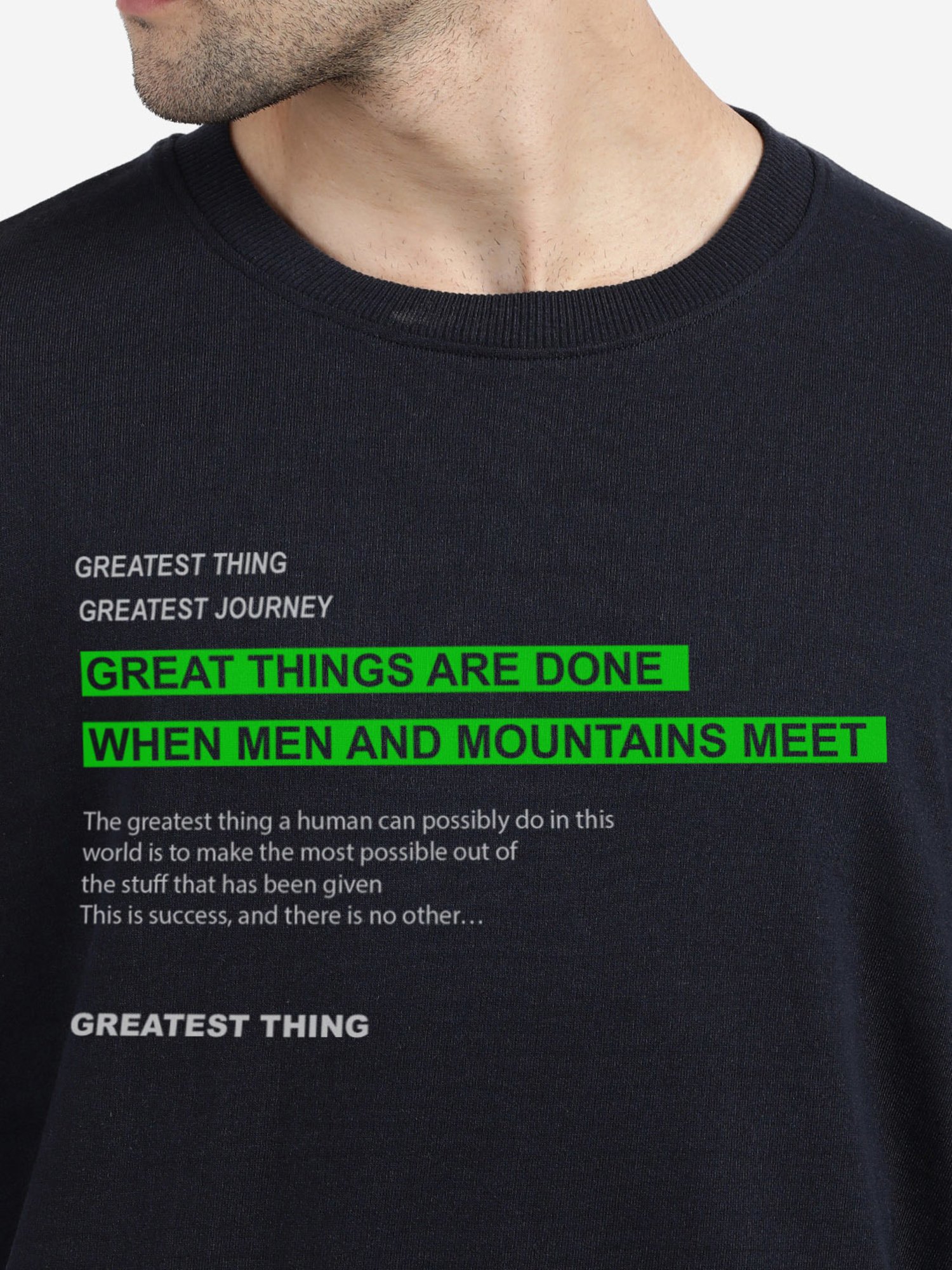 BLACK RADIO Navy Regular Fit Round Neck Printed Sweatshirt