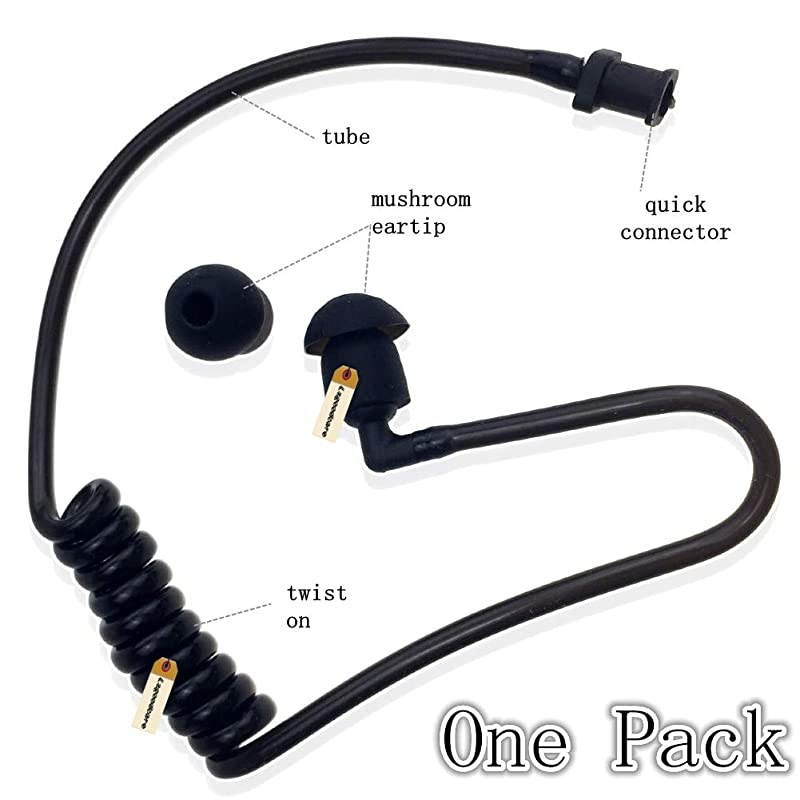 Replacement Coil Tube Black Twist On Acoustic Audio Tube with Earbuds Eartips Compatible for Motorola Midland Kenwood Two Way Radio Pack of 10 by