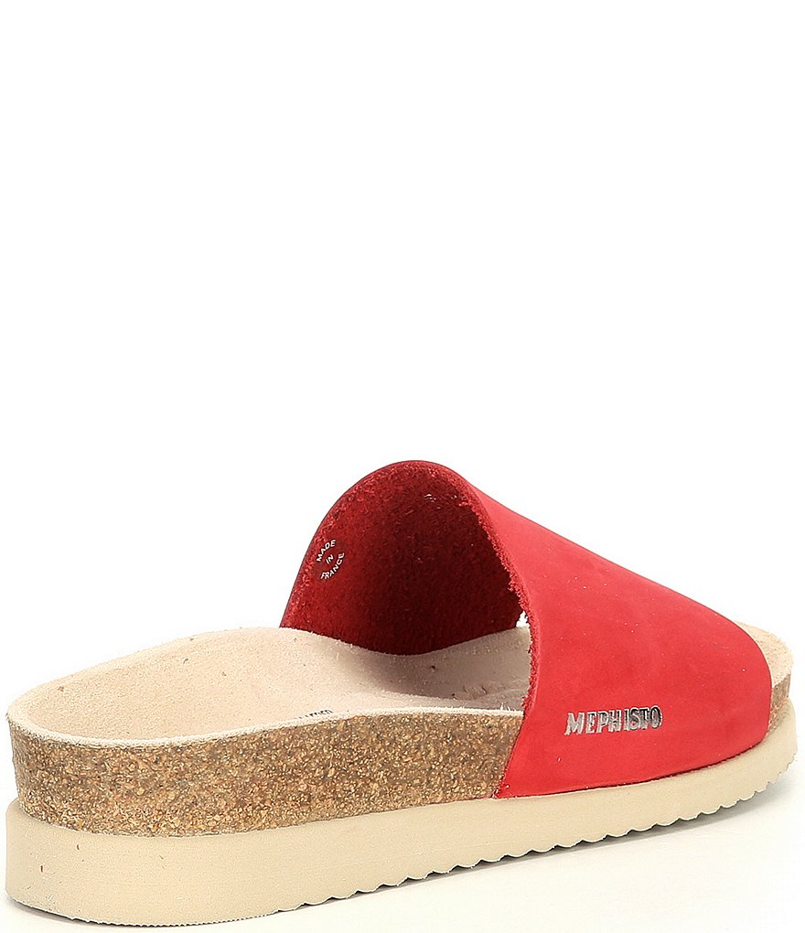 Mephisto Hanik Nubuck Leather Cork Wedge Slides