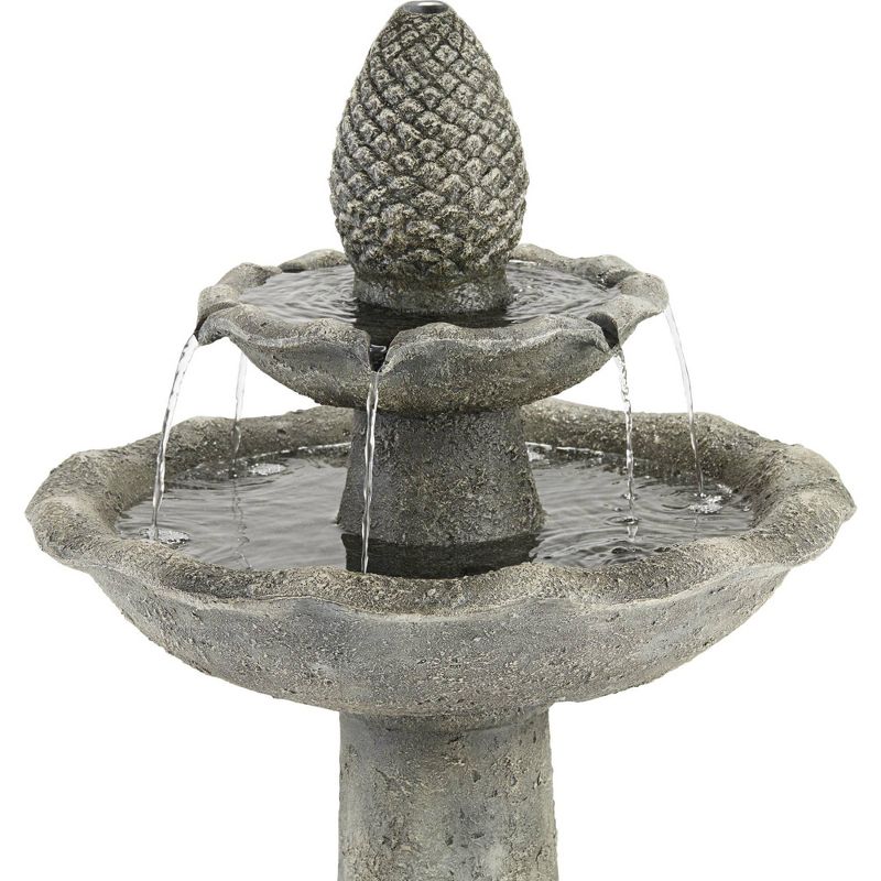 John Timberland Italian Outdoor Floor Water Fountain 35" High 2 Tiered Pineapple Bird Bath for Yard Garden Patio Deck Home