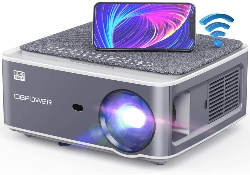 DBPOWER RD828 Native 1080P Full HD WiFi Projector 8500L, Support 4D Keystone Correction, Zoom, PPT, 300" Portable Mini Video Projector Compatible w/Smart Phone/Laptop/PC/DVD/TV/PS4
