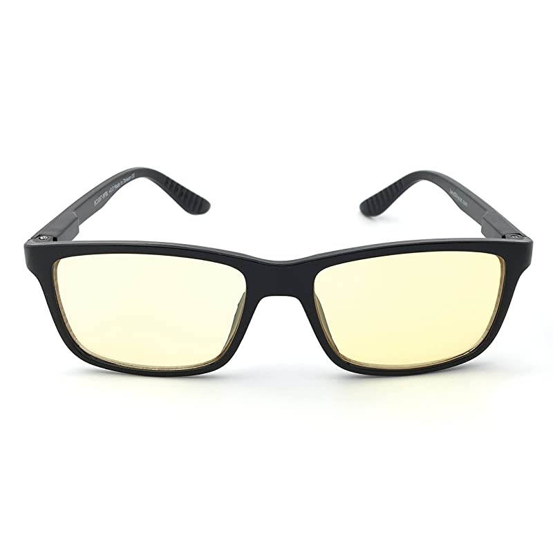 Vision Blue Light Shield Computer ReadingGaming Glasses 00 Magnification Anti Blue Light 100 UV Protection High Definition Lens Classic Rectangle Glossy Black Frame