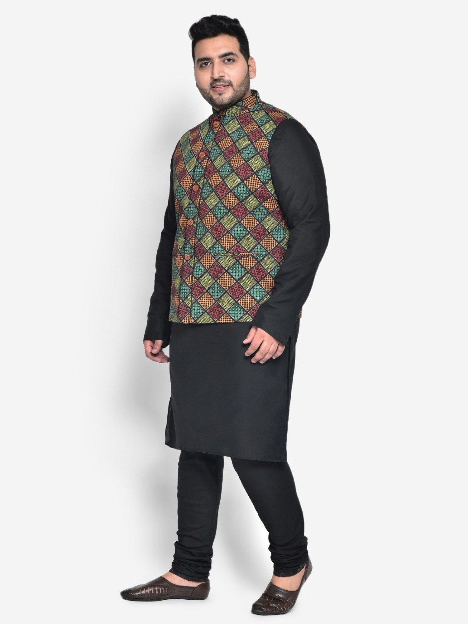 KISAH PLUS Multicolored Regular Fit Printed Kurta Set With Jacket