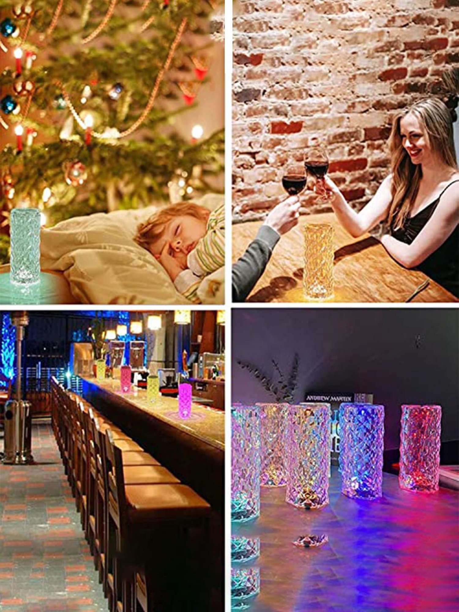 Xergy Crystal Diamond Table Lamp, 16 Colors RGB with Touch & Remote Control for Living Room, Bedroom