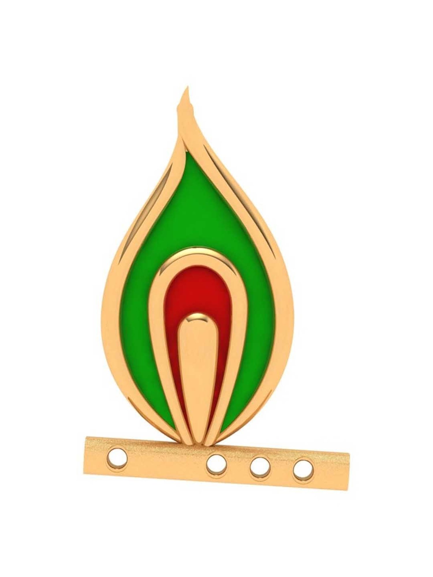 P.C. Chandra Jewellers 18k Yellow Gold Predominant Peacock Feather Pendant