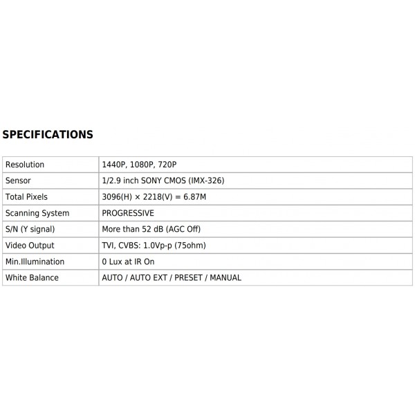 Eyemax Superdome Series Indoor IR Dome 4MP HD-TVI Camera TDR-P4544V 2.8-12mm Dual Power ( Made In Korea ) Black Case