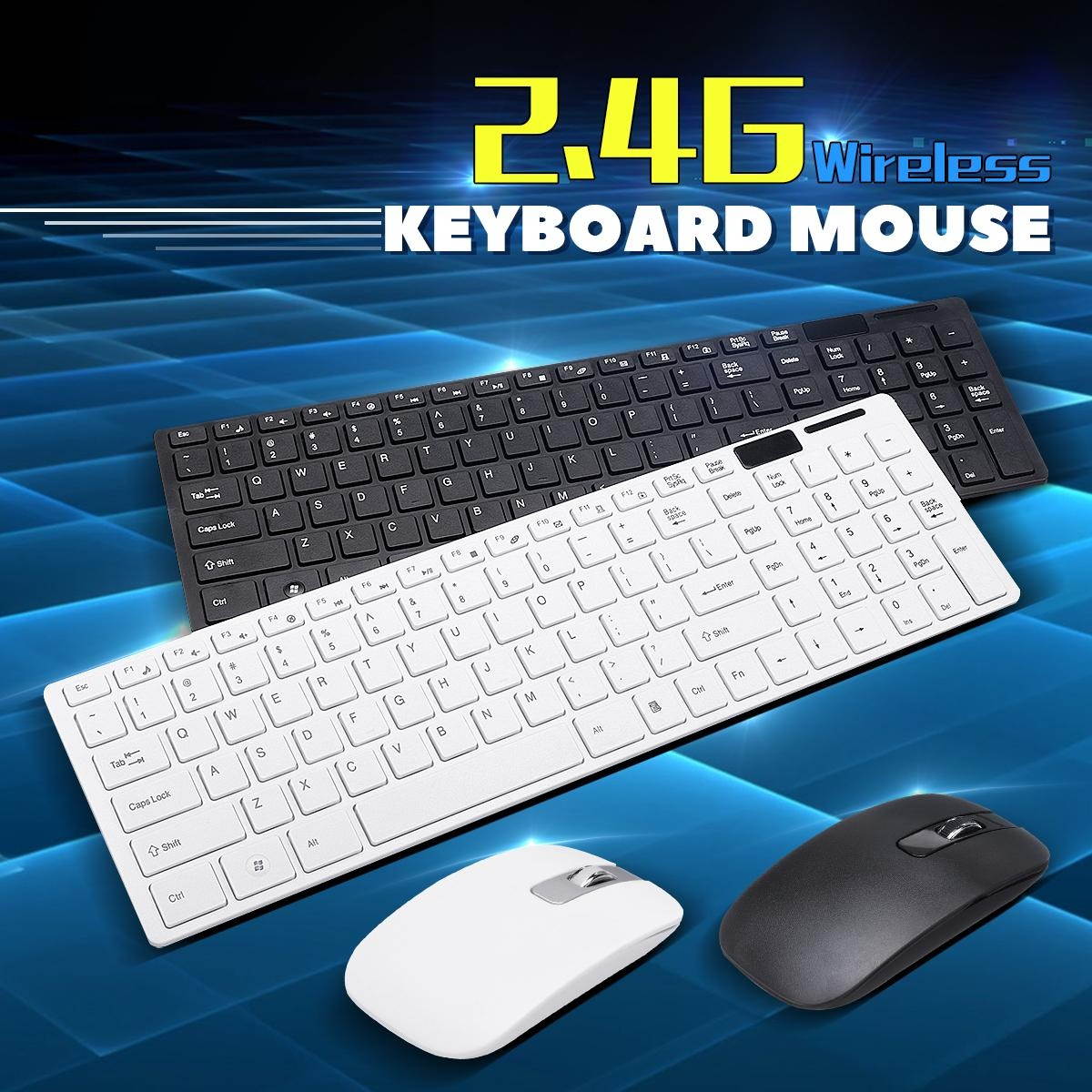 2.4Ghz Wireless Keyboard And Mouse Set For PC Macbook Smart Box TV Computer New - White (white)