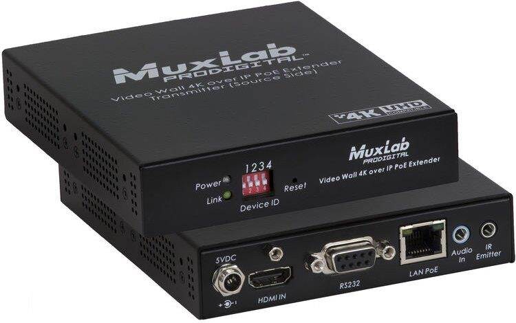 MuxLab - 500759-TX - MuxLab Video Wall 4K over IP PoE Extender TX - 1 Input Device - 328.08 ft Range - 1 x Network