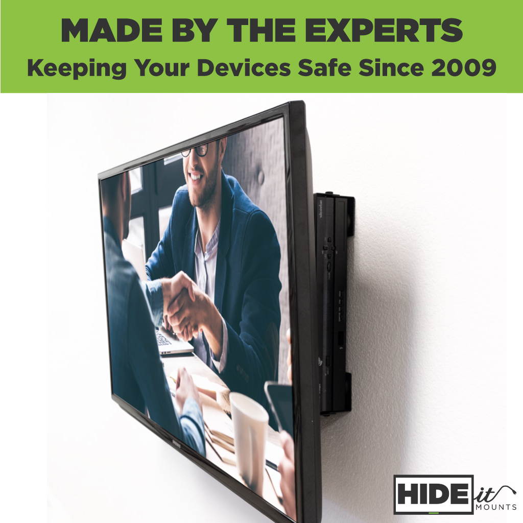 HIDEit Uni-M Mount - Patented Adjustable Medium Sized Device Wall Mount for Cable Boxes - Made in the USA