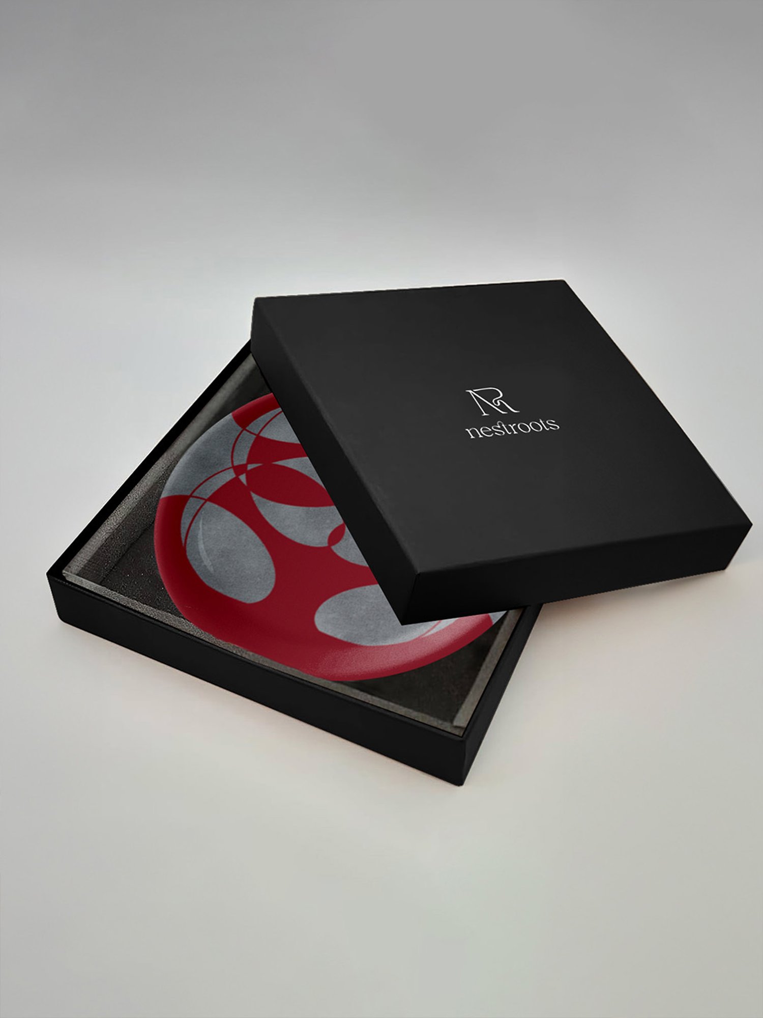 Nestroots Fiery Swirls Maroon & White Porcelain&iquest;Decorative Wall Plate