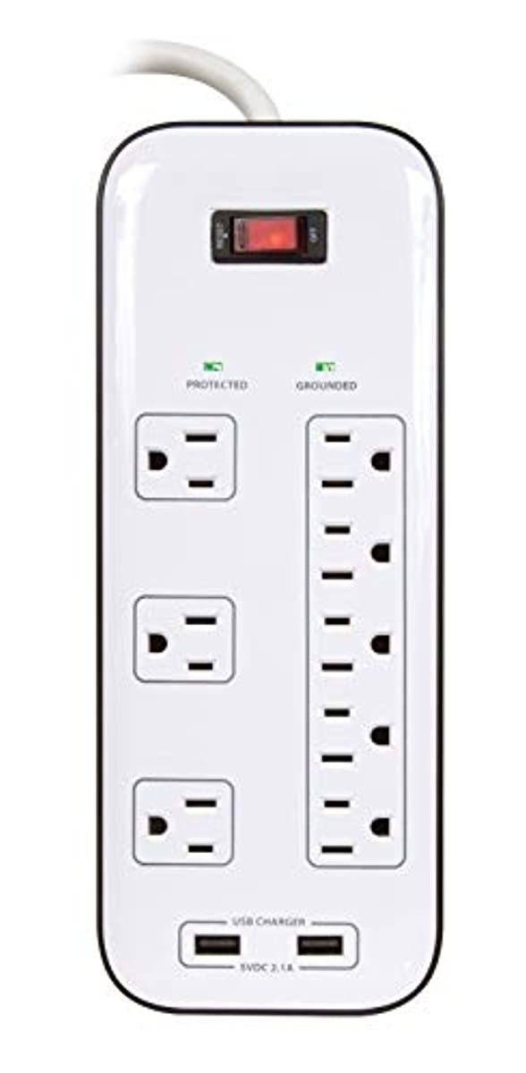 Prime Wire & Cable PB523120 8-Outlet Electronics Surge Protector with 14-3 SJT 6-Feet Cord, White