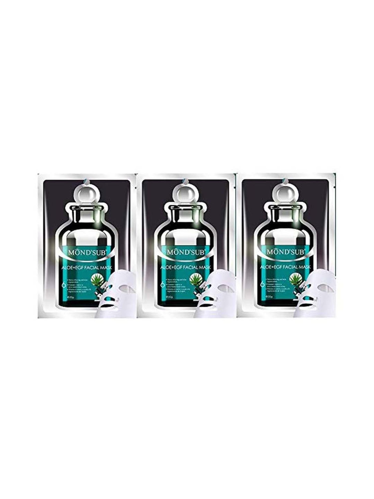 MONDSUB Aloevera EGF Facial Sheet Mask (Pack of 3) - 20 gm Each